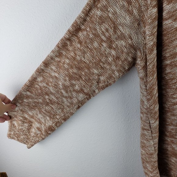 Torrid Women's Size 3 Cold Shoulder Marled Pullover Sweater Sand Brown Layered - Picture 3 of 11